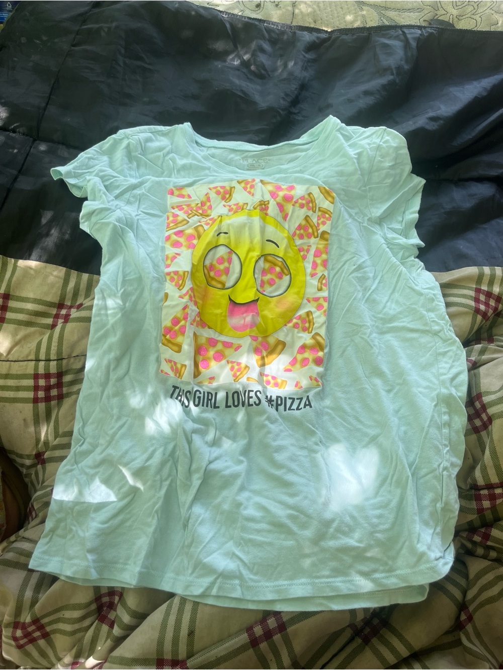 Place Light Blue Emoji Pizza Short Sleeve Tee
